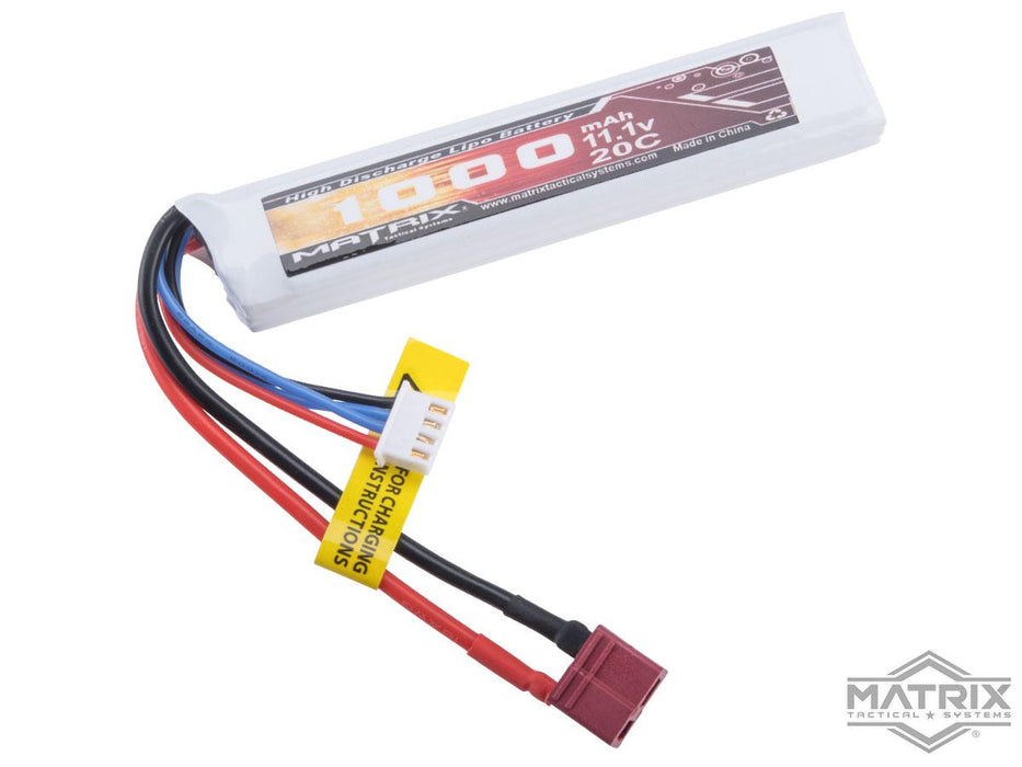 Matrix High Performance 11.1V Stick Type Airsoft LiPo Battery (Model: 1100mAh - 20C / Deans & Long Wire)
