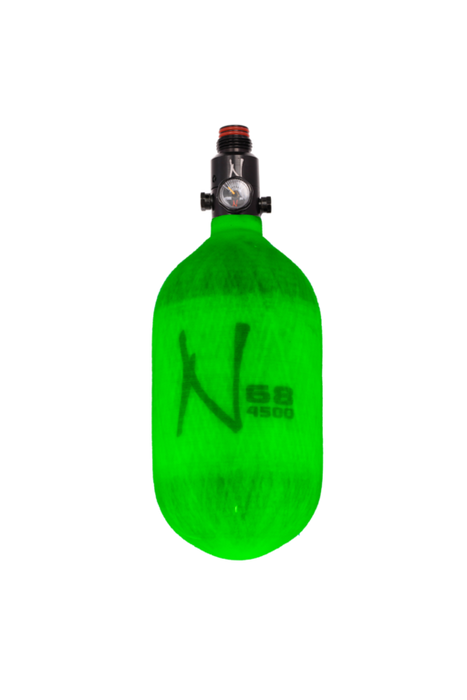 NINJA LITE CARBON FIBER AIR TANK - 68/4500 W/ ADJUSTABLE REGULATOR - Translucent Lime
